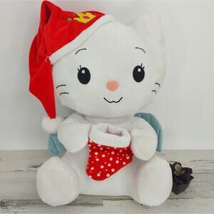 Dan Dee Large Angel Cat Sugar White Christmas Santa Hat Stocking Plush 2010